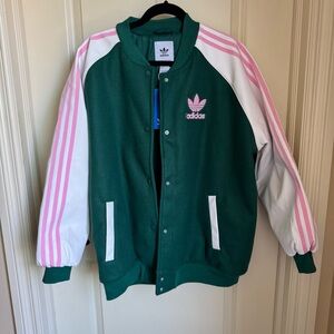 NWT adidas Originals VRCT Varsity Collegiate Jacket Green Pink IM9825 - Small